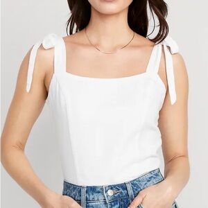 Old Navy White Tie-Shoulder Square Neck Camisole